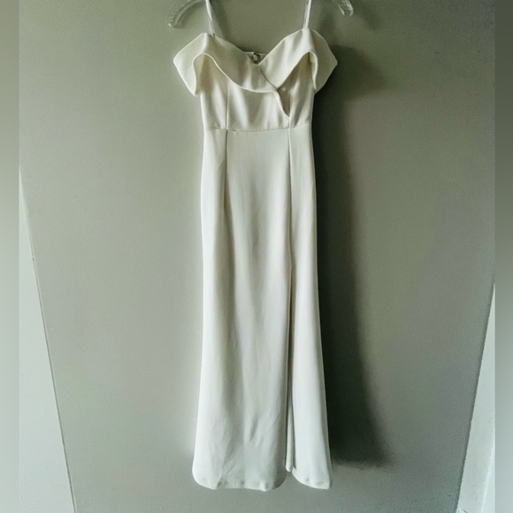 Lulus Song of Love white off the shoulder dress - Picture 6 of 9